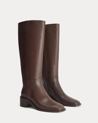 Leather Knee-High City Boot | Deep Brown