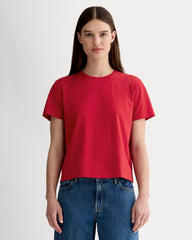 The Box-Cut Tee in Essential Cotton | Berry Red  | No Pocket