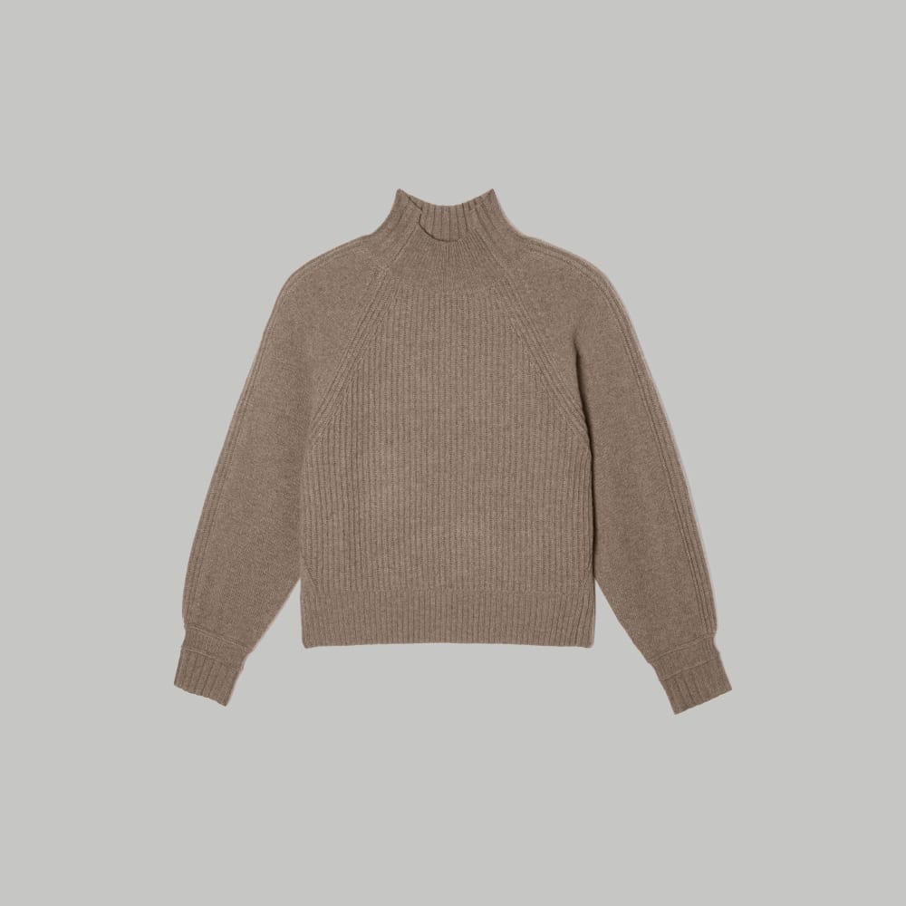 The Cashmere Ribbed Turtleneck | Heathered Taupe Grey