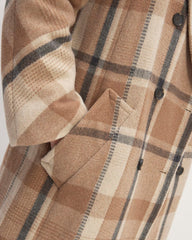 The Italian ReWool® Long Peacoat | Heathered Charcoal / Cornstalk / Toasted Coconut / Biscotti