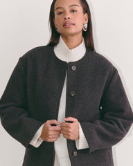 The Cocoon Coat in Wool | Heather Charcoal