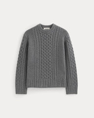 Cable Sweater in Luxe Merino | Heathered Mid-Grey