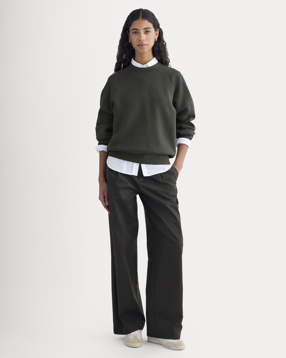 Luxe Fleece Raglan Crewneck | Washed Black