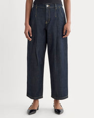 The High Rise Pleated Jean | Dark Indigo