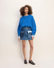 The Everlane x Marques' Almeida Denim Patchwork Mini Skirt | Diamond Blue