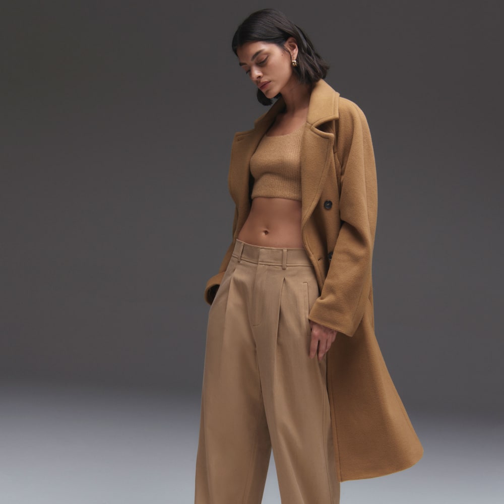 The Italian ReWool® Long Peacoat | Camel