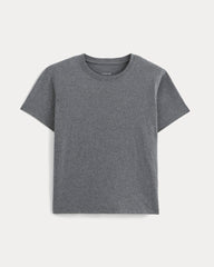 The Box-Cut Tee in Essential Cotton | Heathered Charcoal | No Pocket