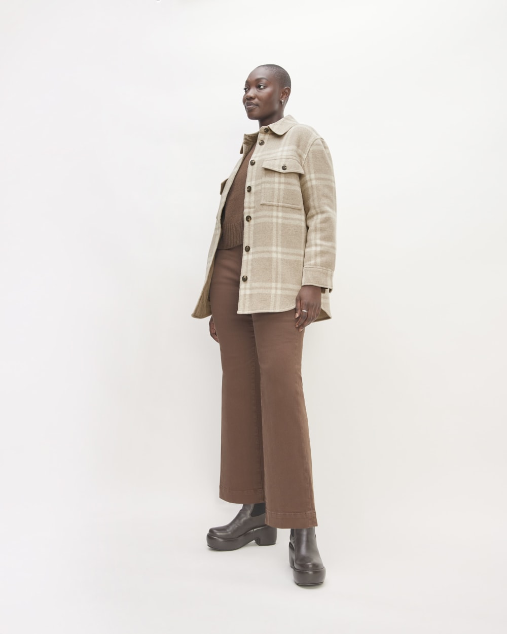 The Italian ReWool® Oversized Shirt Jacket | Taupe / Cream