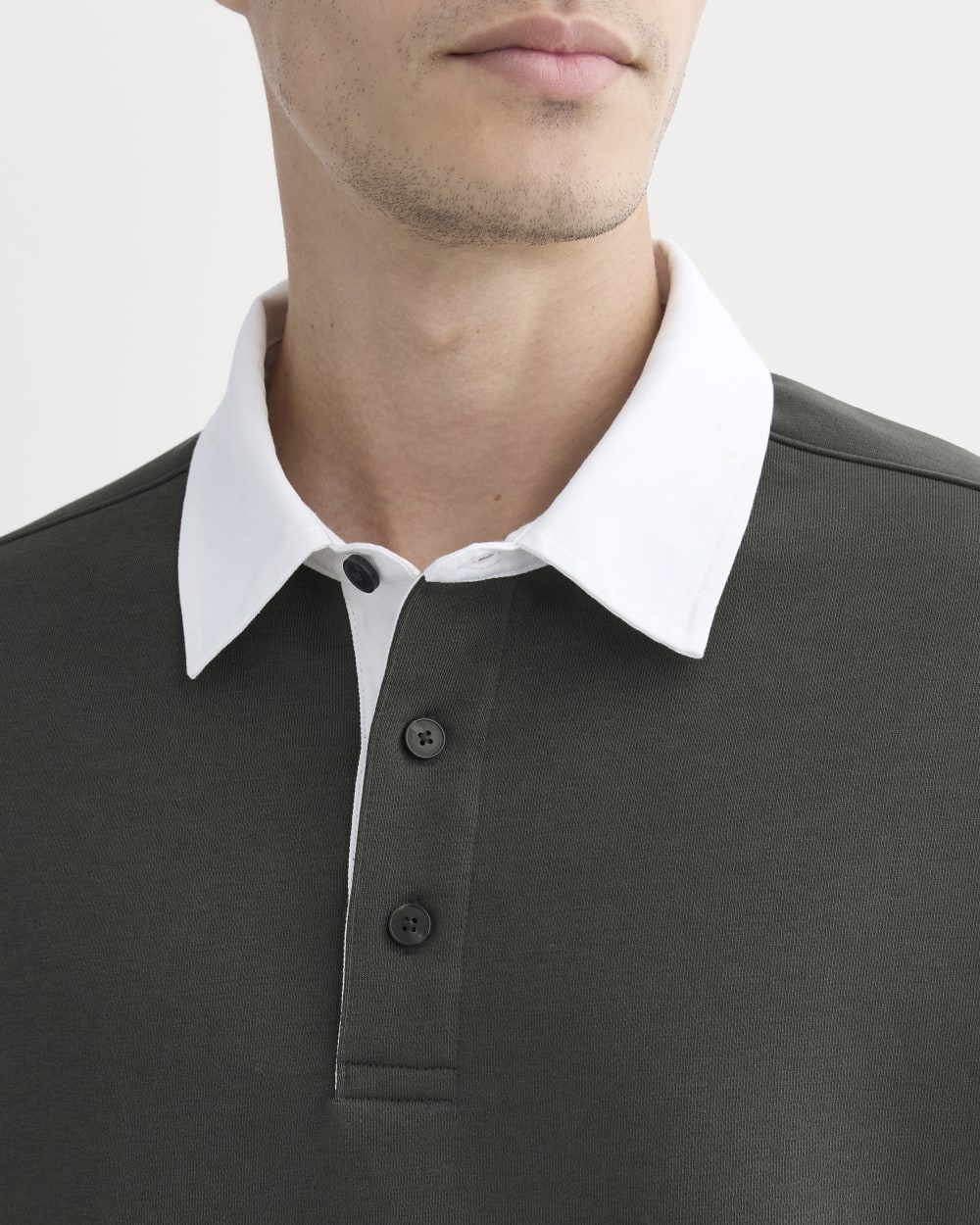 Luxe Fleece Rugby Polo | Washed Black