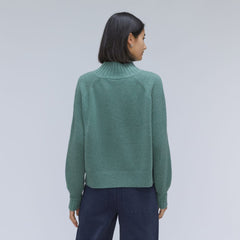 The Cashmere Ribbed Turtleneck | Heathered Dusty Aqua