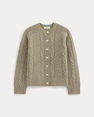 Cable Cardigan in Extrafine Luxe Merino | Heather Soft Taupe