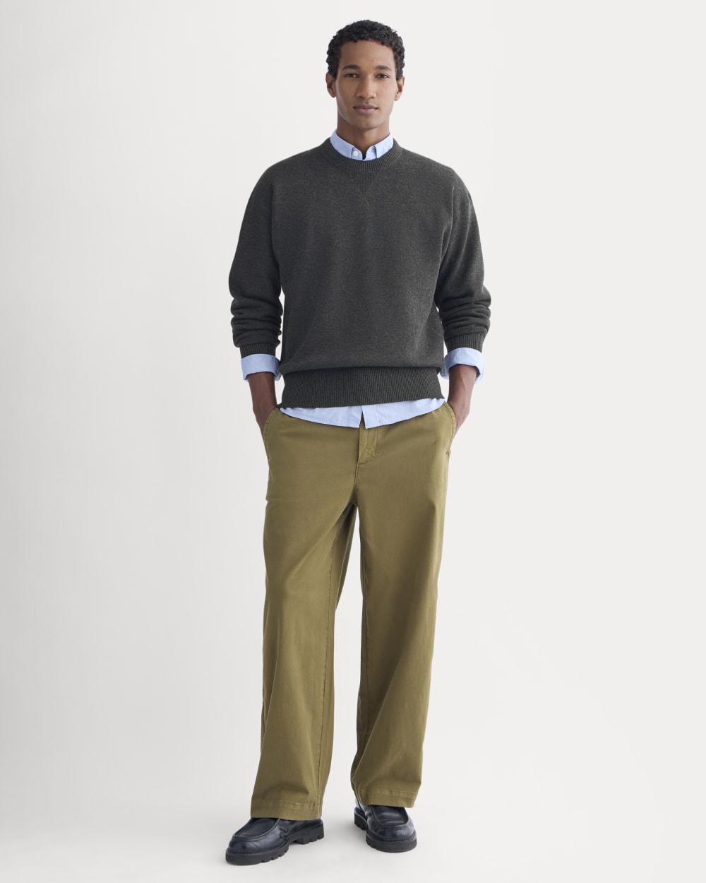 Luxe Merino Double-Knit Sweater | Heather Charcoal