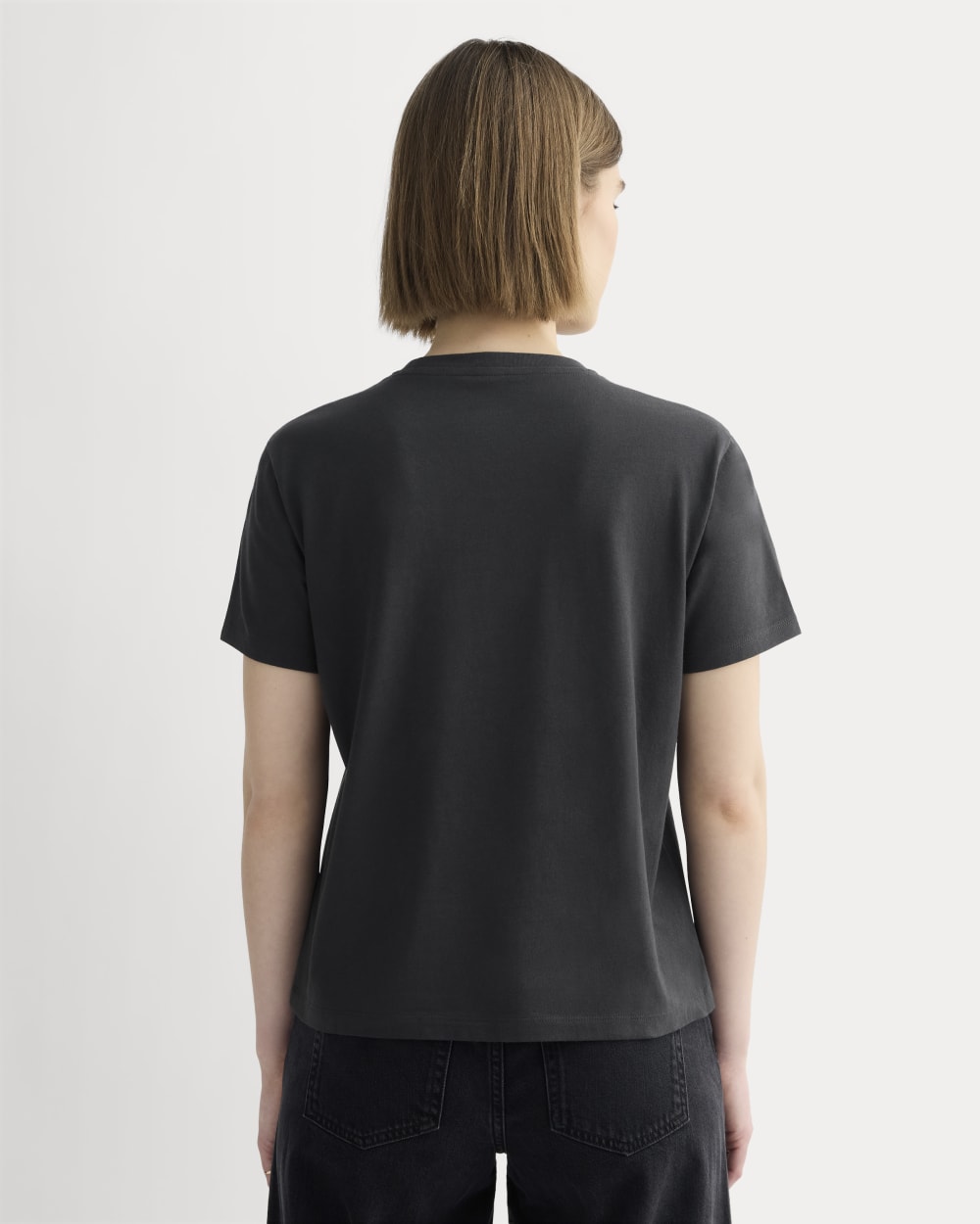 The Box-Cut Tee in Essential Cotton | Washed Black | No Pocket