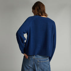 The Cashmere Boxy Crew | Bright Navy