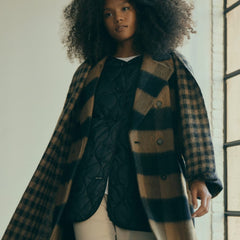 The Brushed Italian ReWool® Peacoat | Camel Buffalo Check
