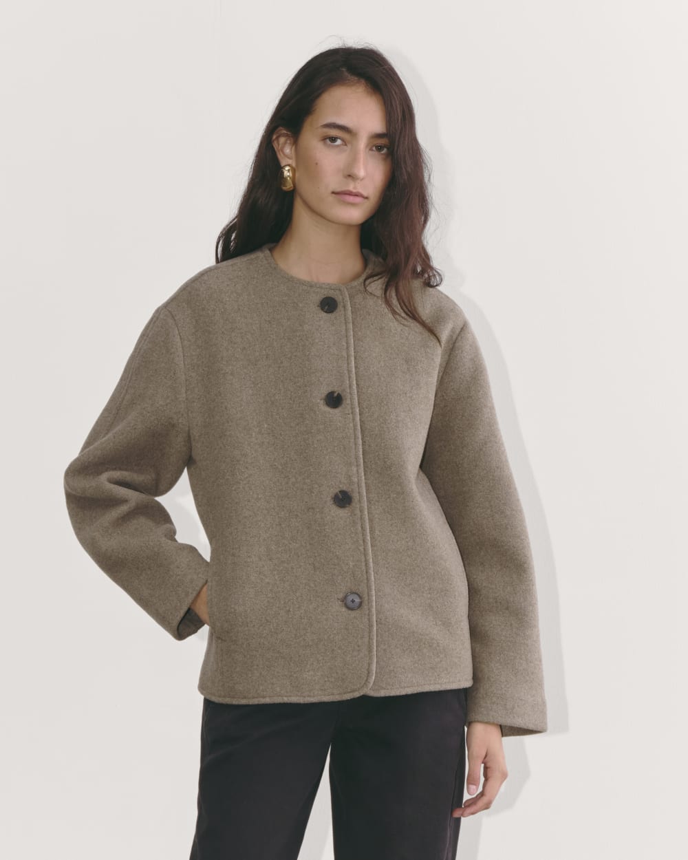 The Cocoon Coat in Wool | Taupe