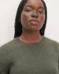 The Classic Crew in Cashmere | Heathered Army Green