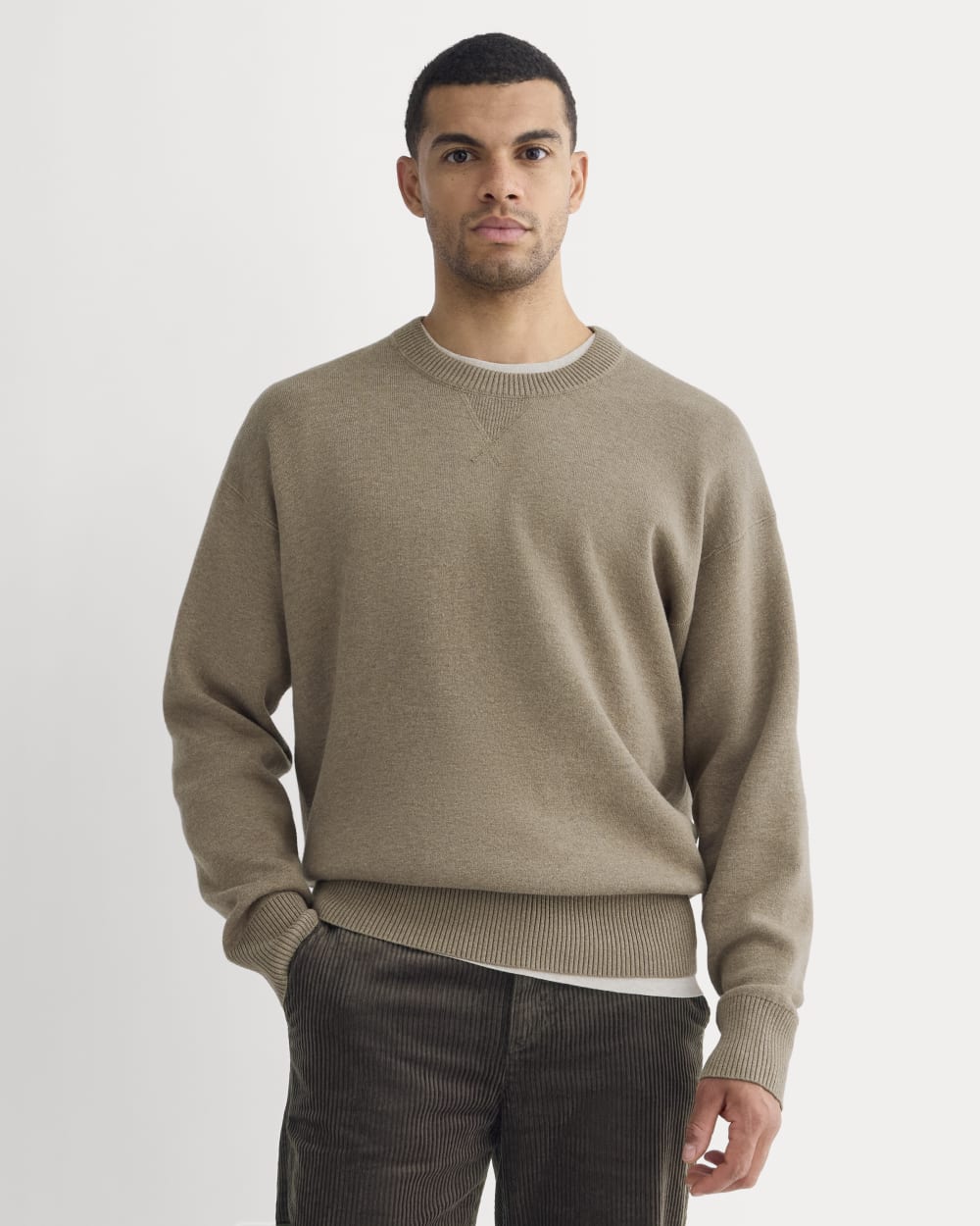 Luxe Merino Double-Knit Sweater | Taupe Melange