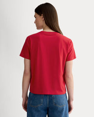 The Box-Cut Tee in Essential Cotton | Berry Red  | No Pocket