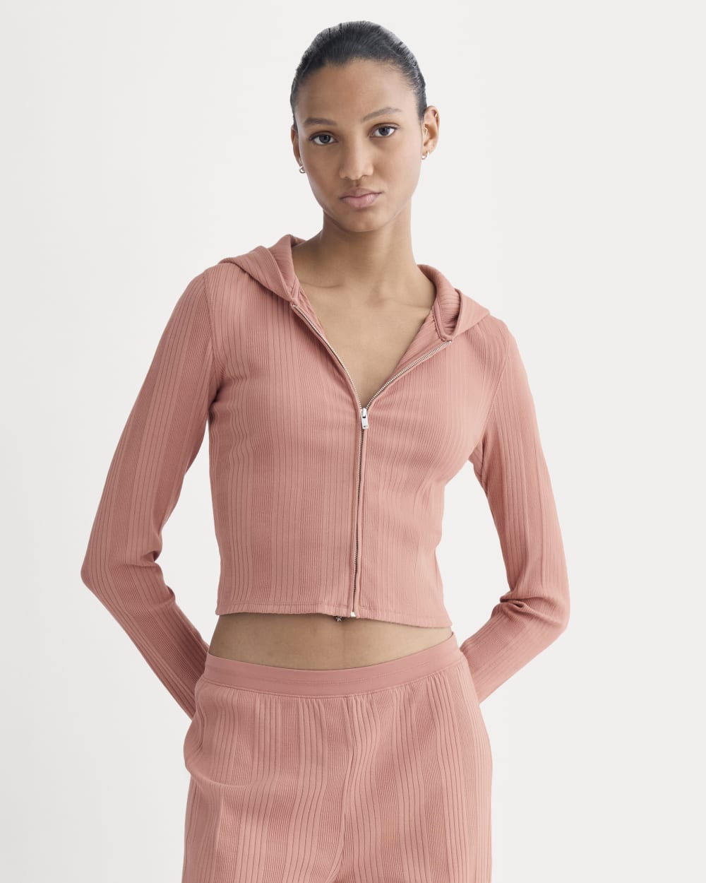 Lounge Rib Hoodie | Ash Rose