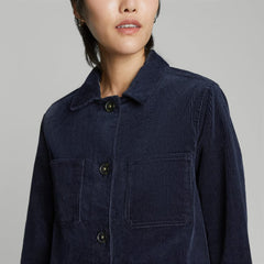 The Corduroy Long Shirt Jacket | Deep Navy