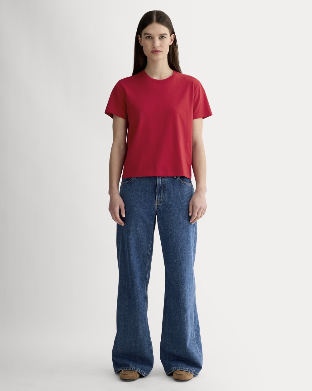 The Box-Cut Tee in Essential Cotton | Berry Red  | No Pocket