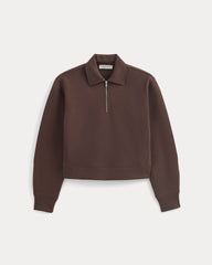 Luxe Fleece Zip Polo | Dark Chocolate