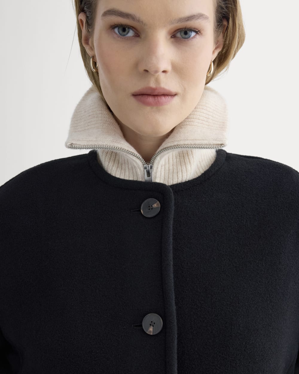 The Cocoon Coat in Wool | Black