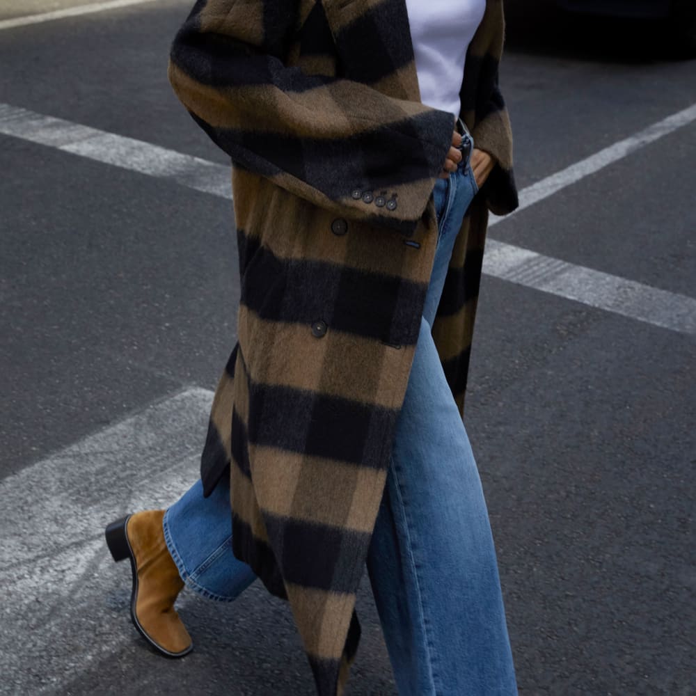 The Brushed Italian ReWool® Peacoat | Camel Buffalo Check