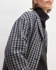 The Italian ReWool® Cocoon Coat | Grey / Charcoal / Navy Check