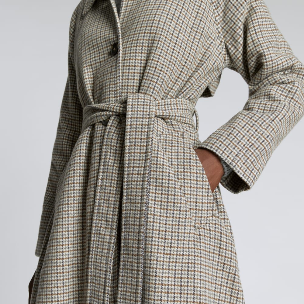 The Italian ReWool® Trench | Pewter Houndstooth