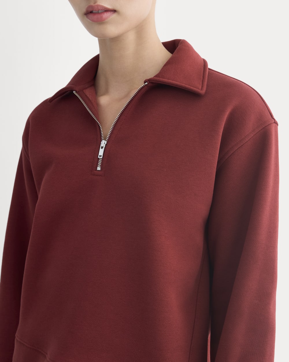 Luxe Fleece Zip Polo | Merlot