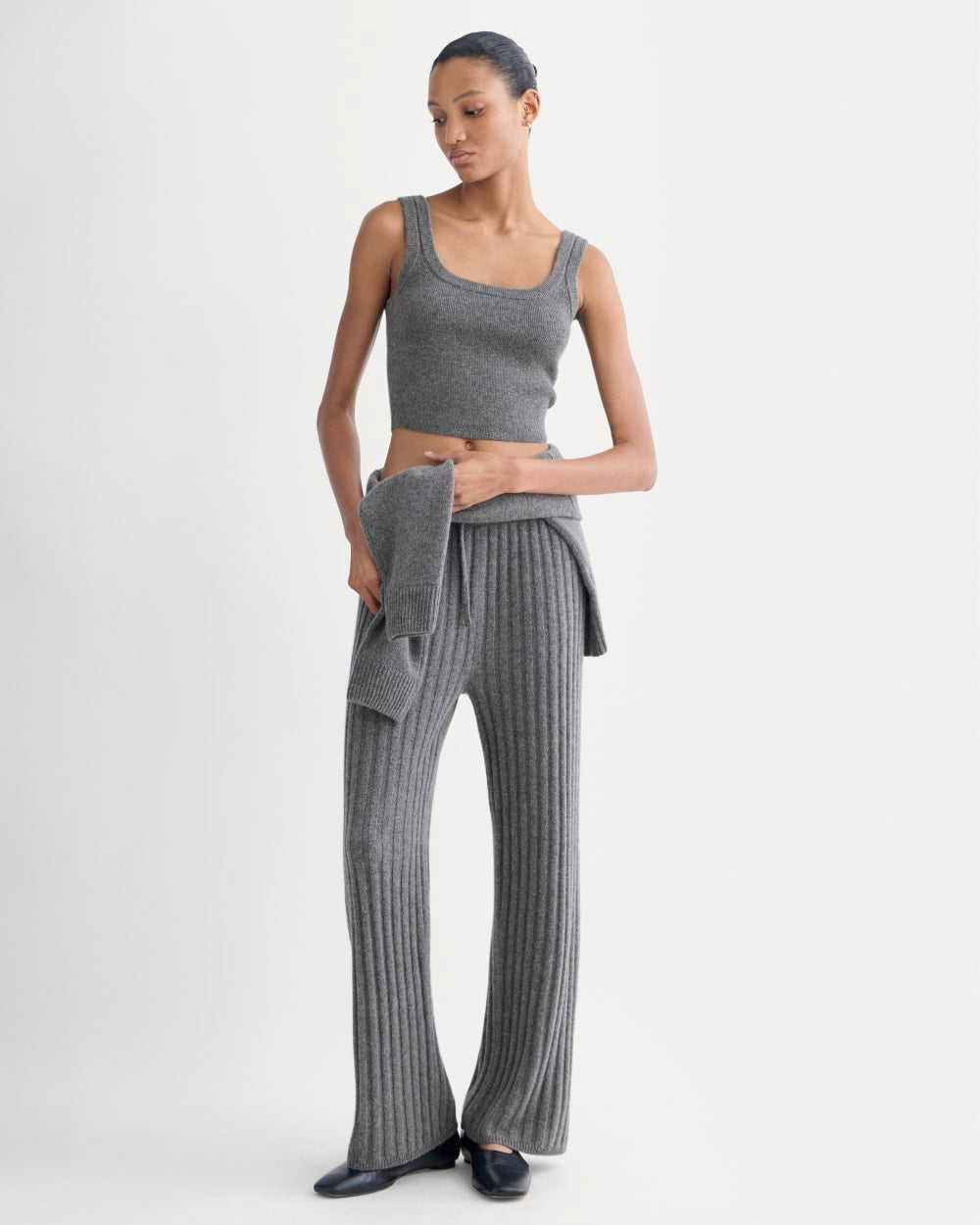 Cashmere Cropped Tank | Heather Charcoal