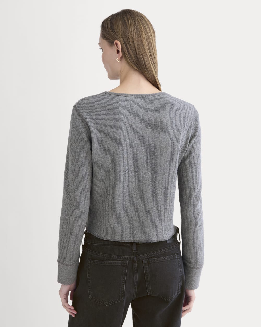 Boxy Henley in Cozy Waffle | Heathered Charcoal