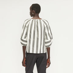 The Poplin Scoop-Neck Top | Bone / Black