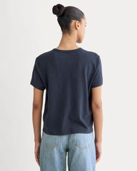 The Box-Cut Tee in Cotton Linen | Navy