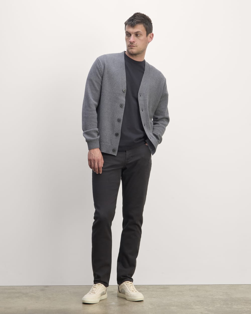 The Classic Cardigan in Everyday Cotton | Heathered Charcoal
