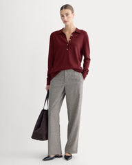 Oversized Polo Sweater in Cotton Merino | Deep Red