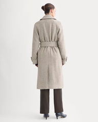 Italian Belted Overcoat | Taupe Herringbone